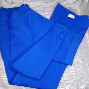 Royal Blue Full-Length Athletic Pants with Wide Waistband